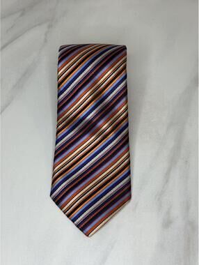 XMI Platinum classic multicolored diagonal/repp striped 100% silk tie